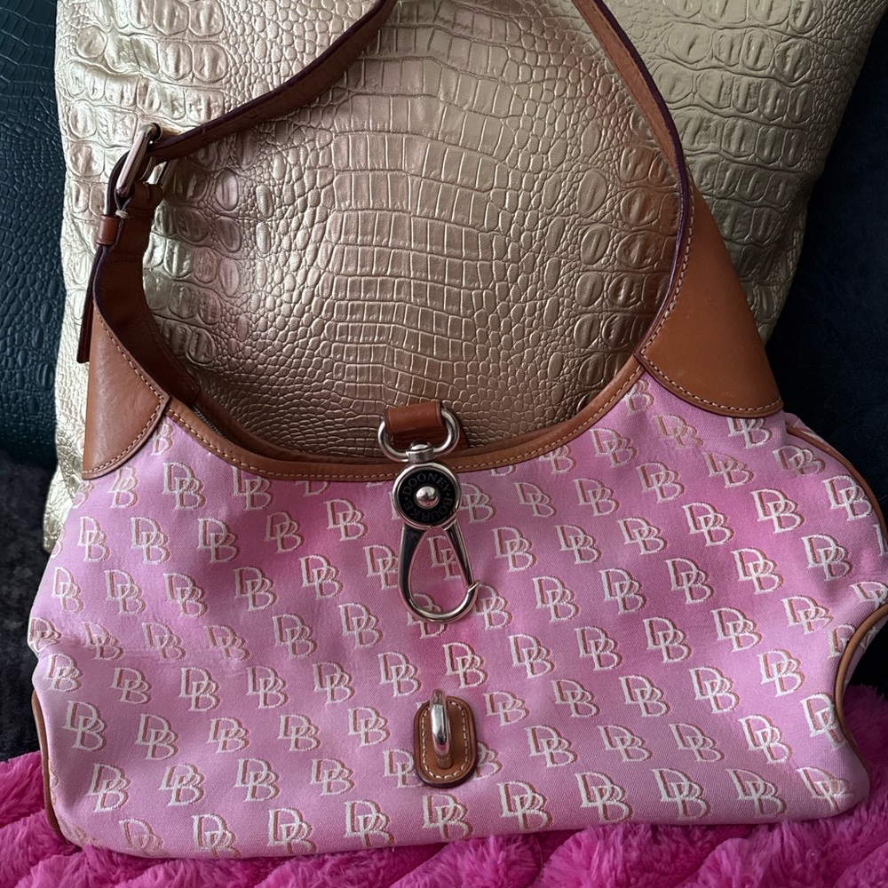 Dooney & Bourke Pink and Brown Shoulder Bag